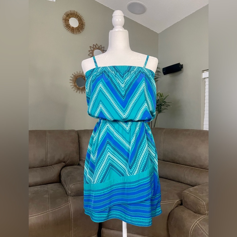 Express Patterned Geo Sun Mini Dress Removable Straps M Spring Summer Beach Date